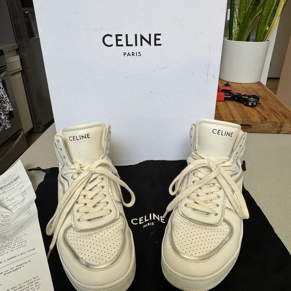Celine White High-Top Sneakers